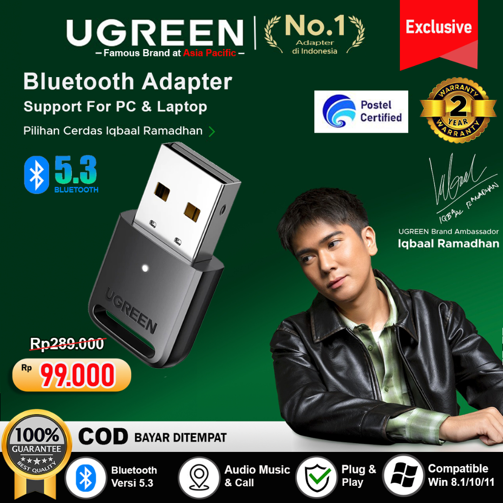 UGREEN USB Bluetooth 5.3 Adapter Transmitter Receiver Dongle PC 90225