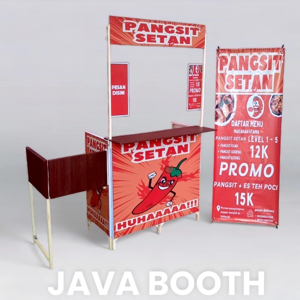 Booth Portable Kayu / Gerobak Lipat / Meja Lipat / Meja Kompor / Rak Depan JB LV