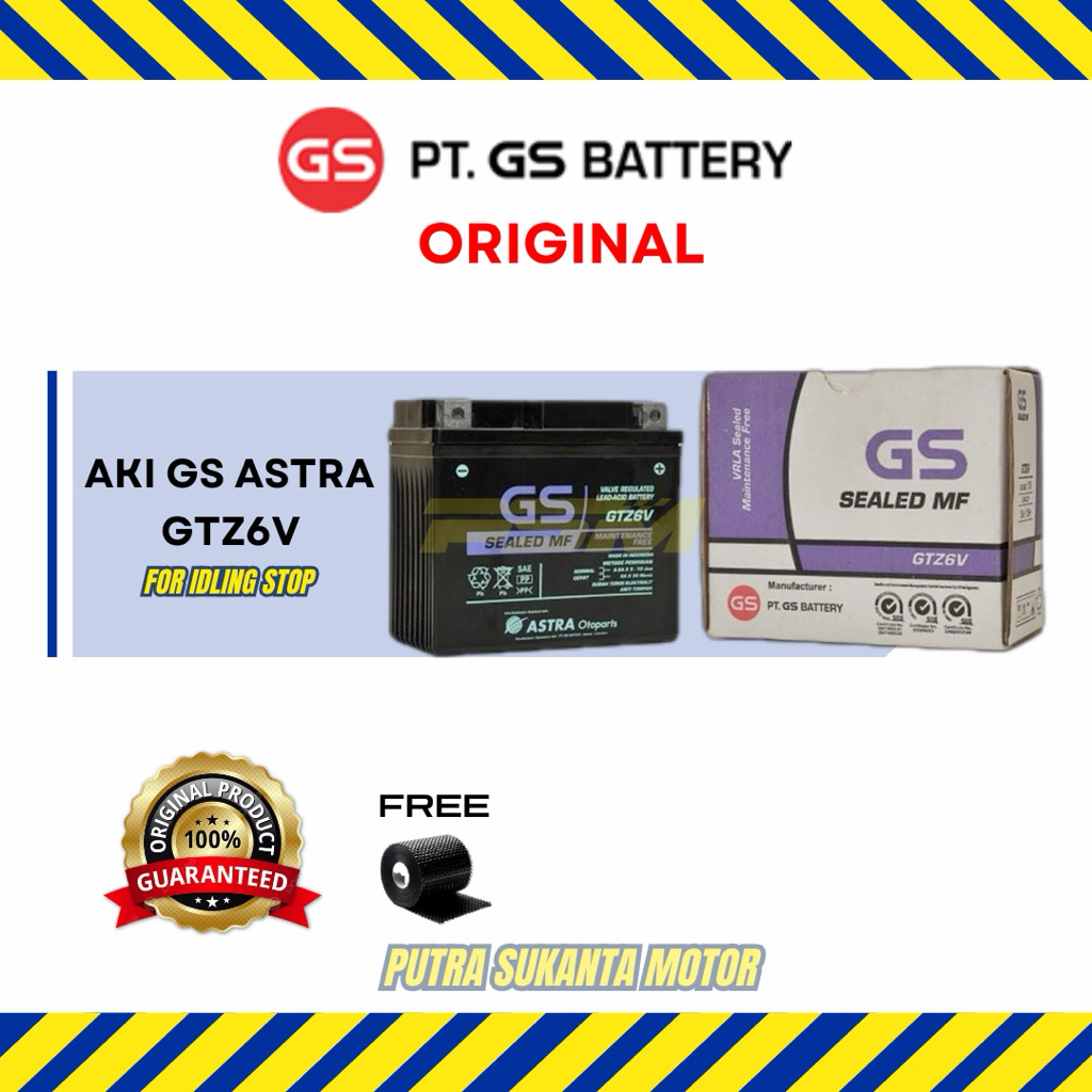 AKI GS ASTRA GTZ6V IDLING STOP BEAT, VARIO, NMAX, AEROX, SCOOPY