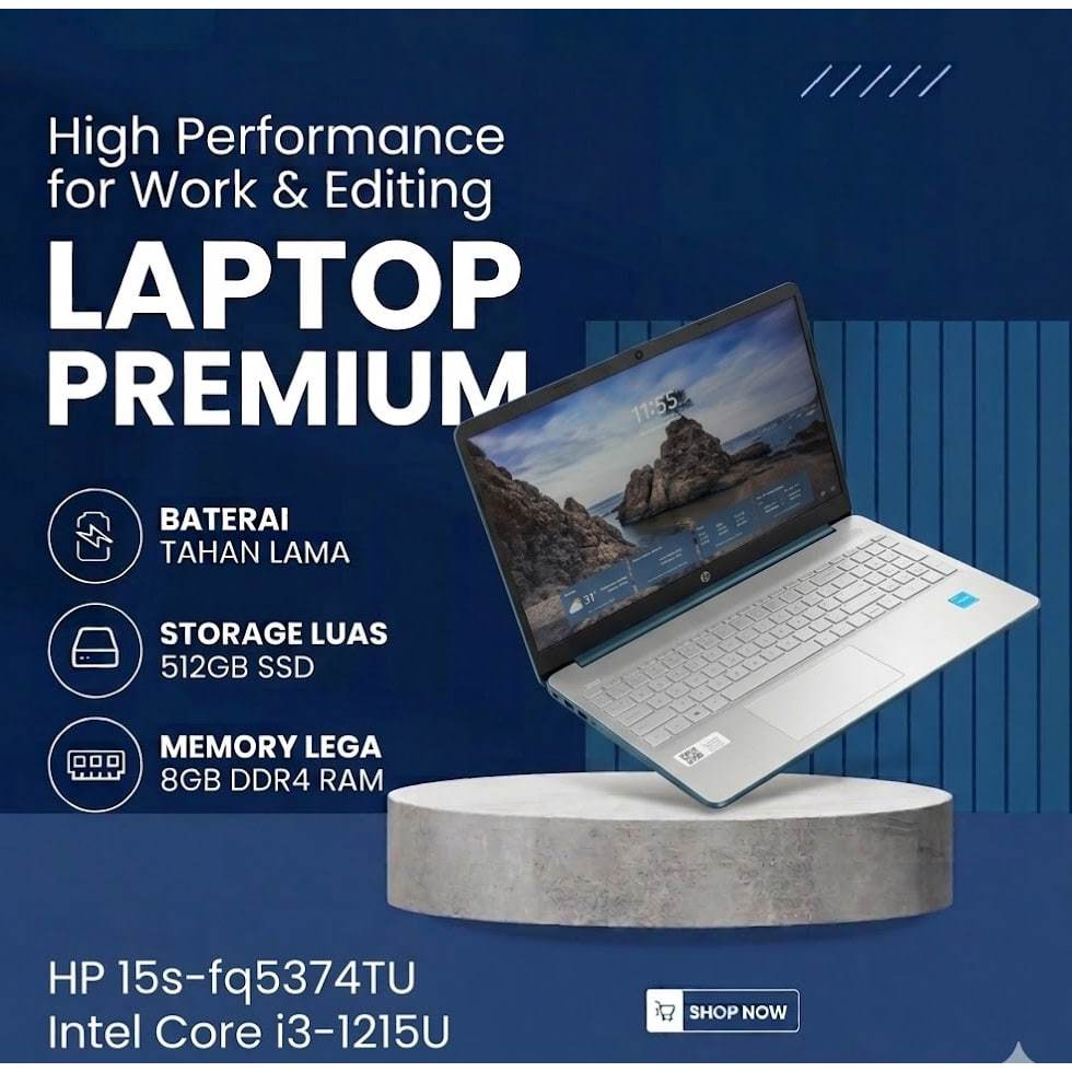Laptop HP 15s-fq5374TU Intel Core i3-1215U Ram 8Gb Ssd 512Gb 15" Full HD Backlight
