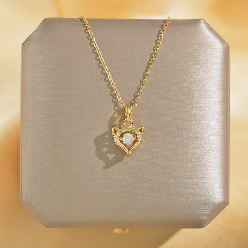 Kalung Wanita Rubah Kecil Titanium Steel Korea Minimalis warna Emas