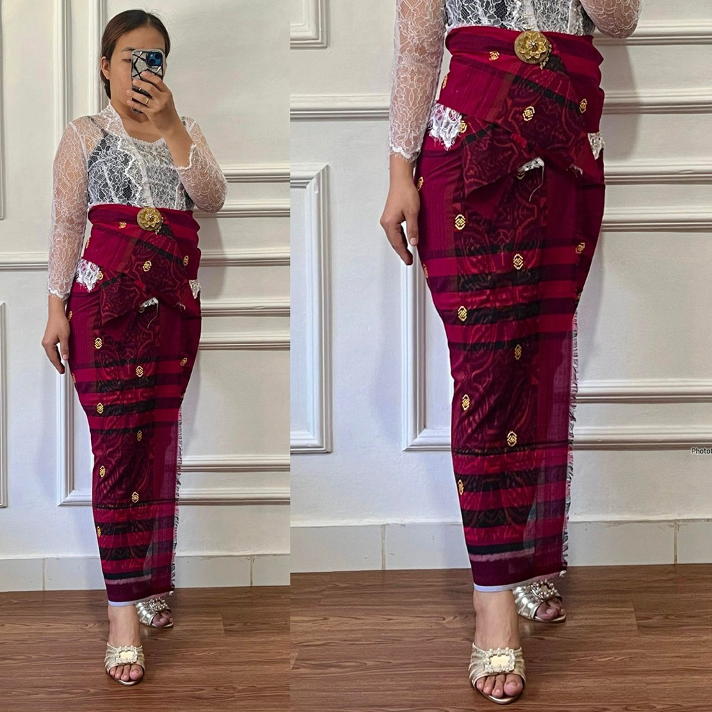 Kamen endek tenun dobol set selendang