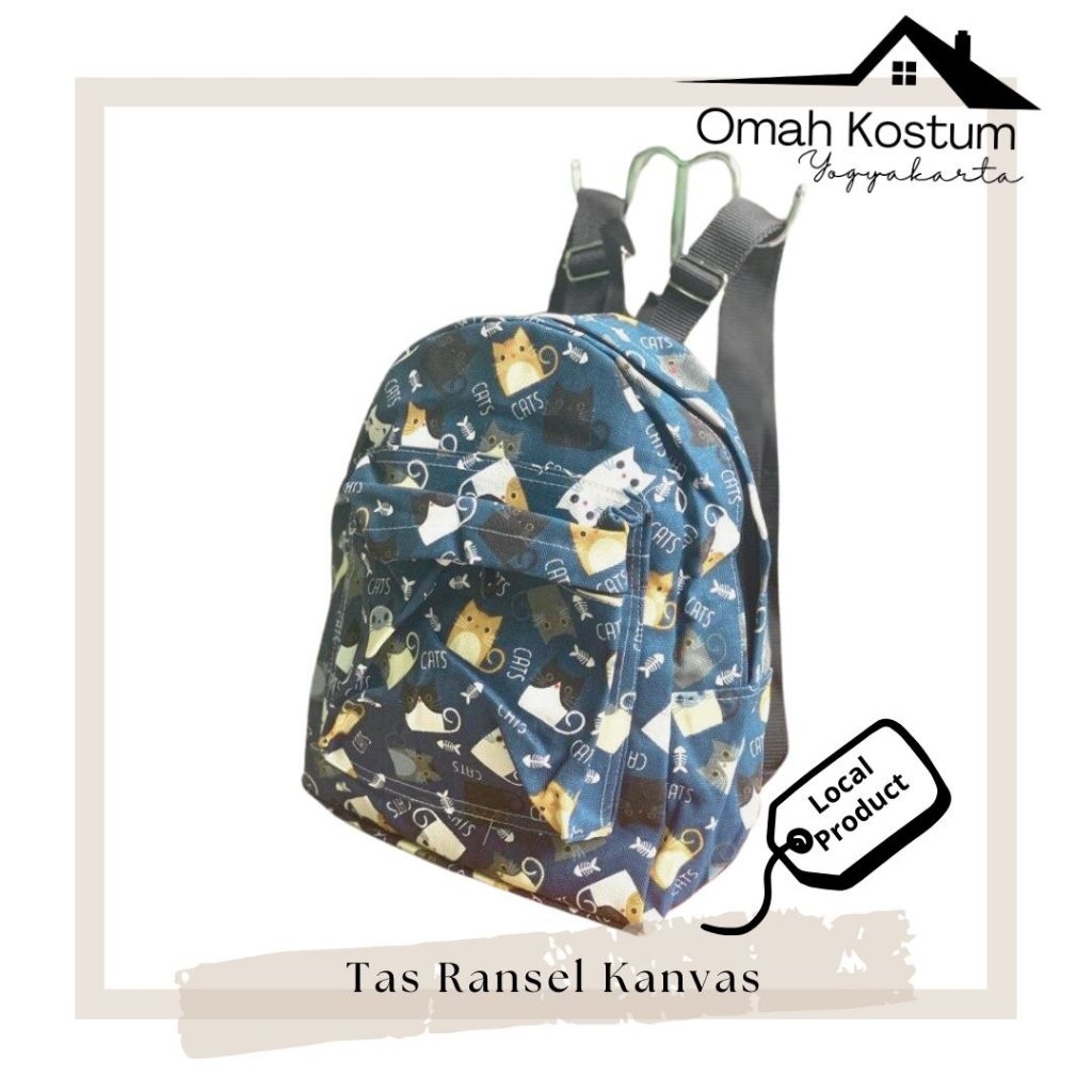 TAS RANSEL KANVAS MOTIF RANDOM TAS SOUVENIR JOGJA LOCAL PRIDE TAS RANSEL PRIA WANITA ANAK DEWASA PRO
