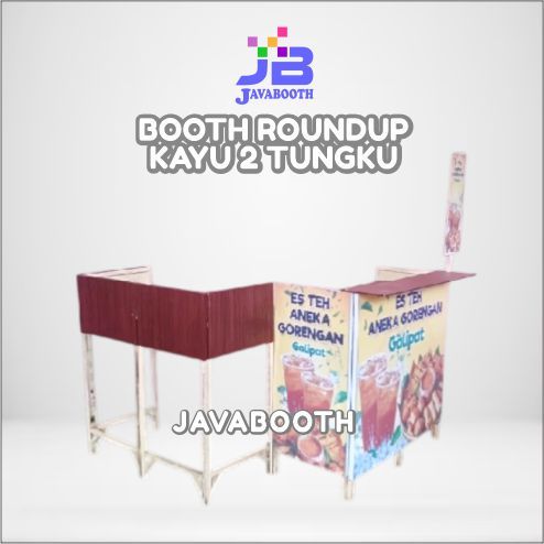 Booth Portable / Gerobak Lipat / Meja Lipat / Furniture Kayu / Bonus Rak Depan / Roundup / Meja Komp