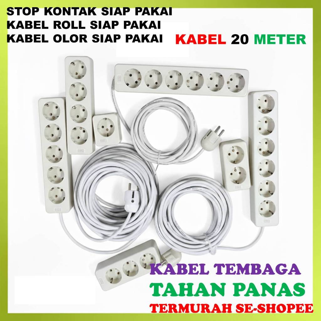 Kabel Roll Listrik Stop Kontak 1 2 3 4 5 Lubang Lengkap Kabel 3m 5m 10m 15m 20m Kabel Olor Listrik K