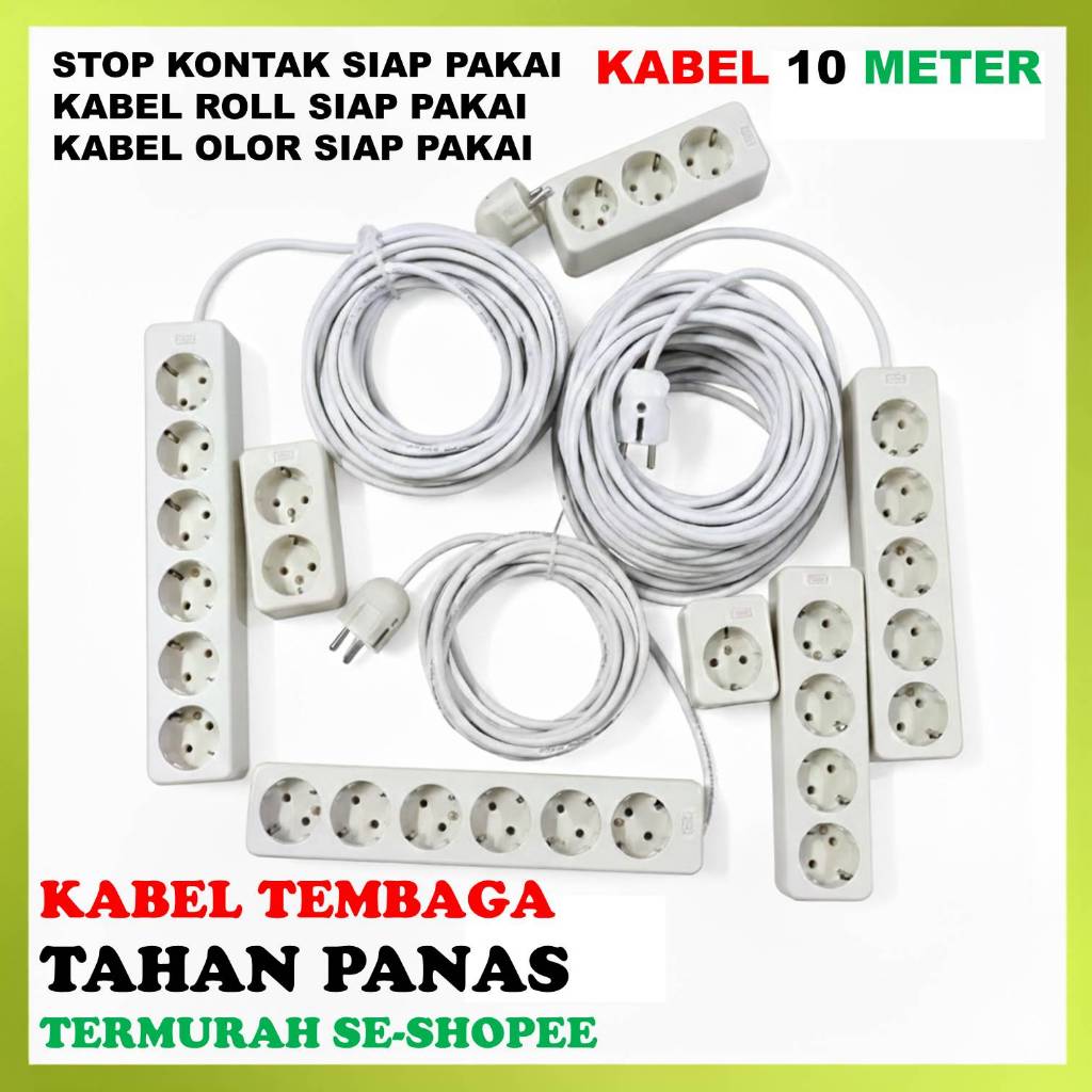 Kabel Roll Listrik Stop Kontak 1 2 3 4 5 Lubang Lengkap Kabel 1m 2m 3m 4m 5m 6m 7m 8m 9m 10m Kabel O