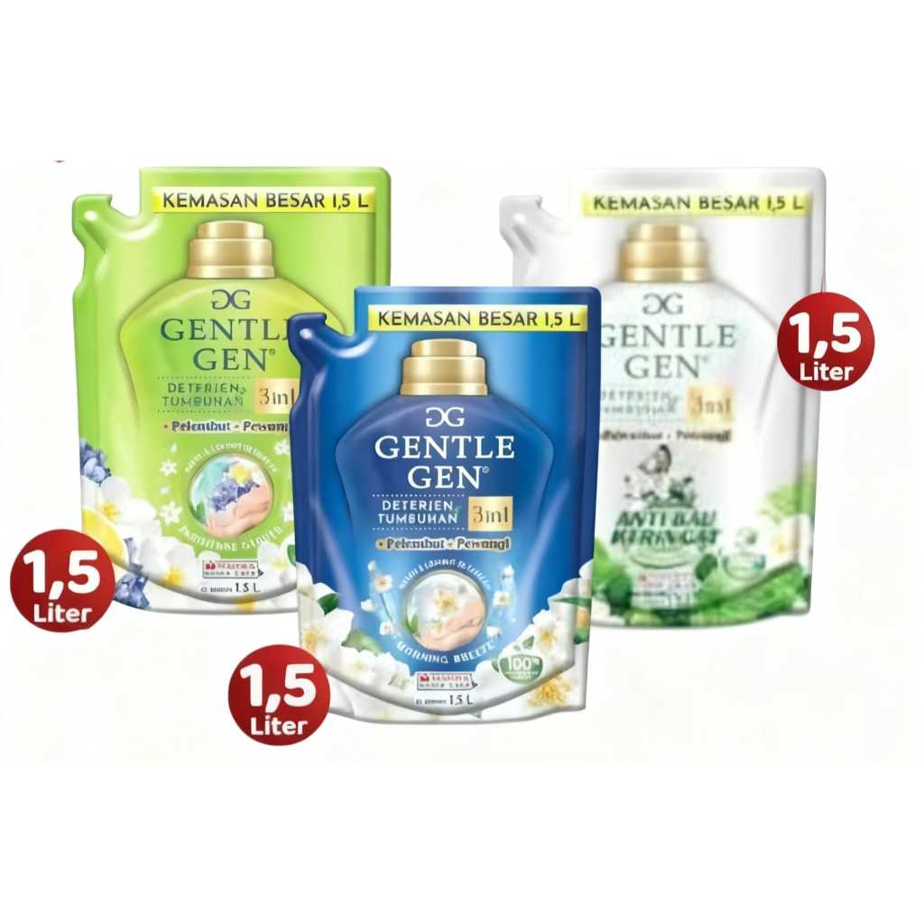 Deterjen Cair Gentle Gen 1500ml / 1.5L Pouch Refill Sabun Cuci Baju Liquid Laundry Detergent Wangi T
