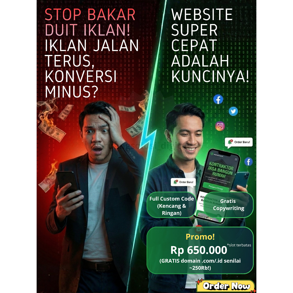 Jasa Pembuatan Website | Custom Code Super Cepat + Copywriting | TAILWINDCSS