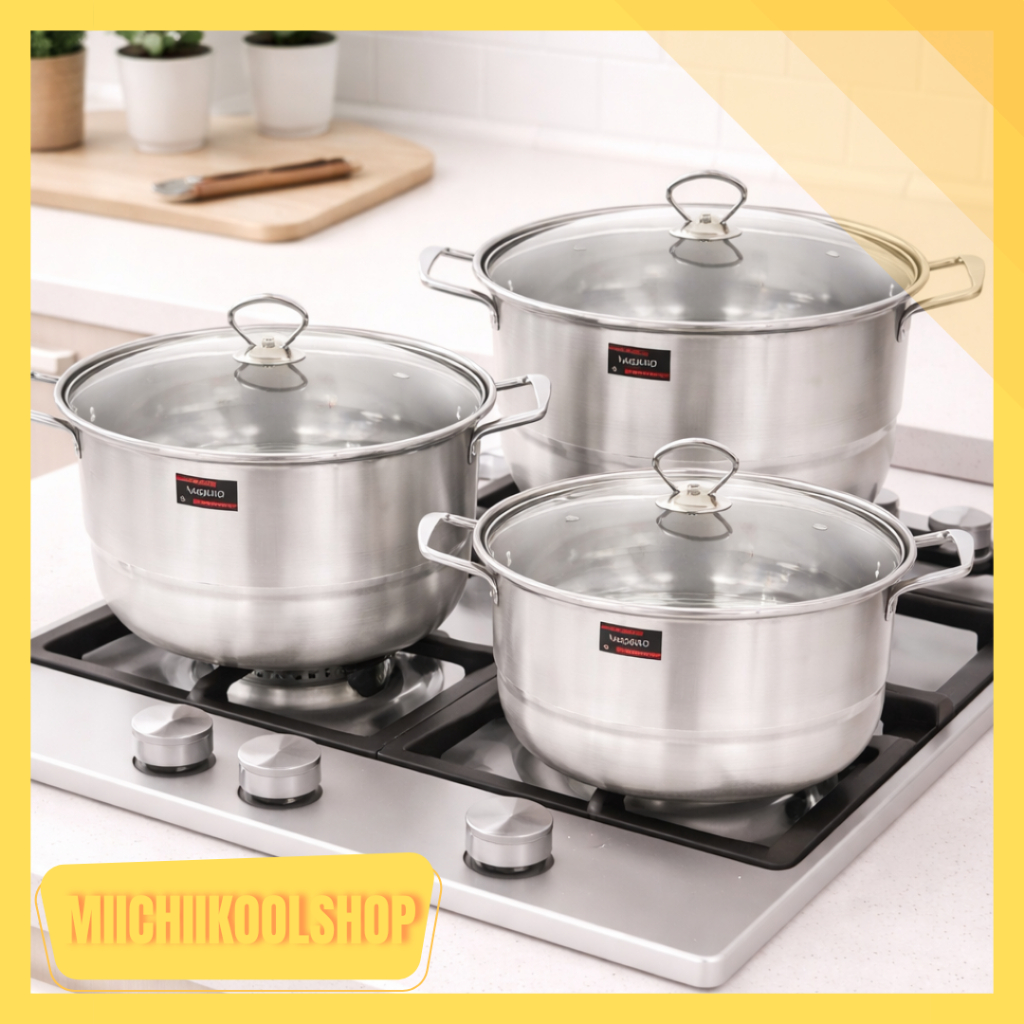 Panci Kukus Stainless Tutup Kaca / Kukusan Stainless Tutup Kaca