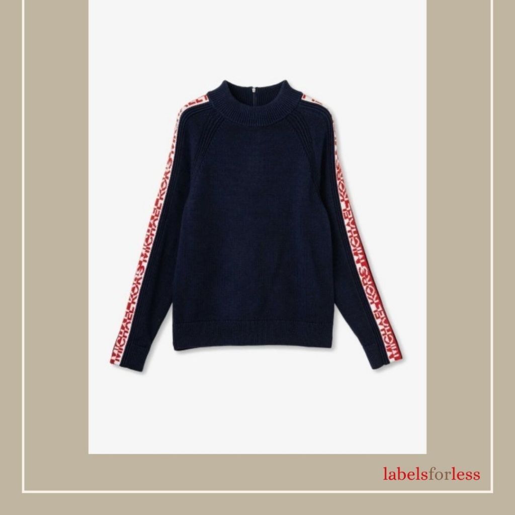 Michael Kors Logo Tape Mock Neck Sweater