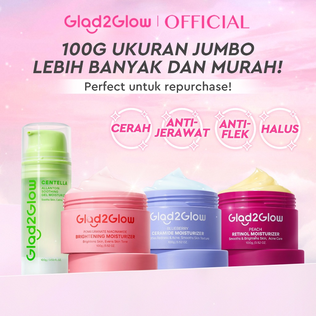 Glad2Glow Moisturizer Series100G Water Gel Niacinamide Brightening Retinol CentellaMencerahkan Pemut
