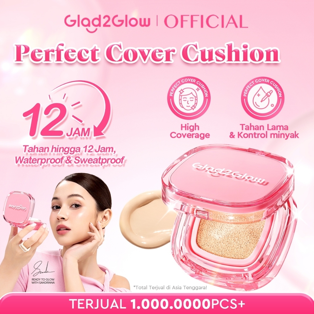 [Ready Stock]Glad2Glow Perfect Cover Cushion Foundation Waterproof Make Up Setting Concealer BB Crea