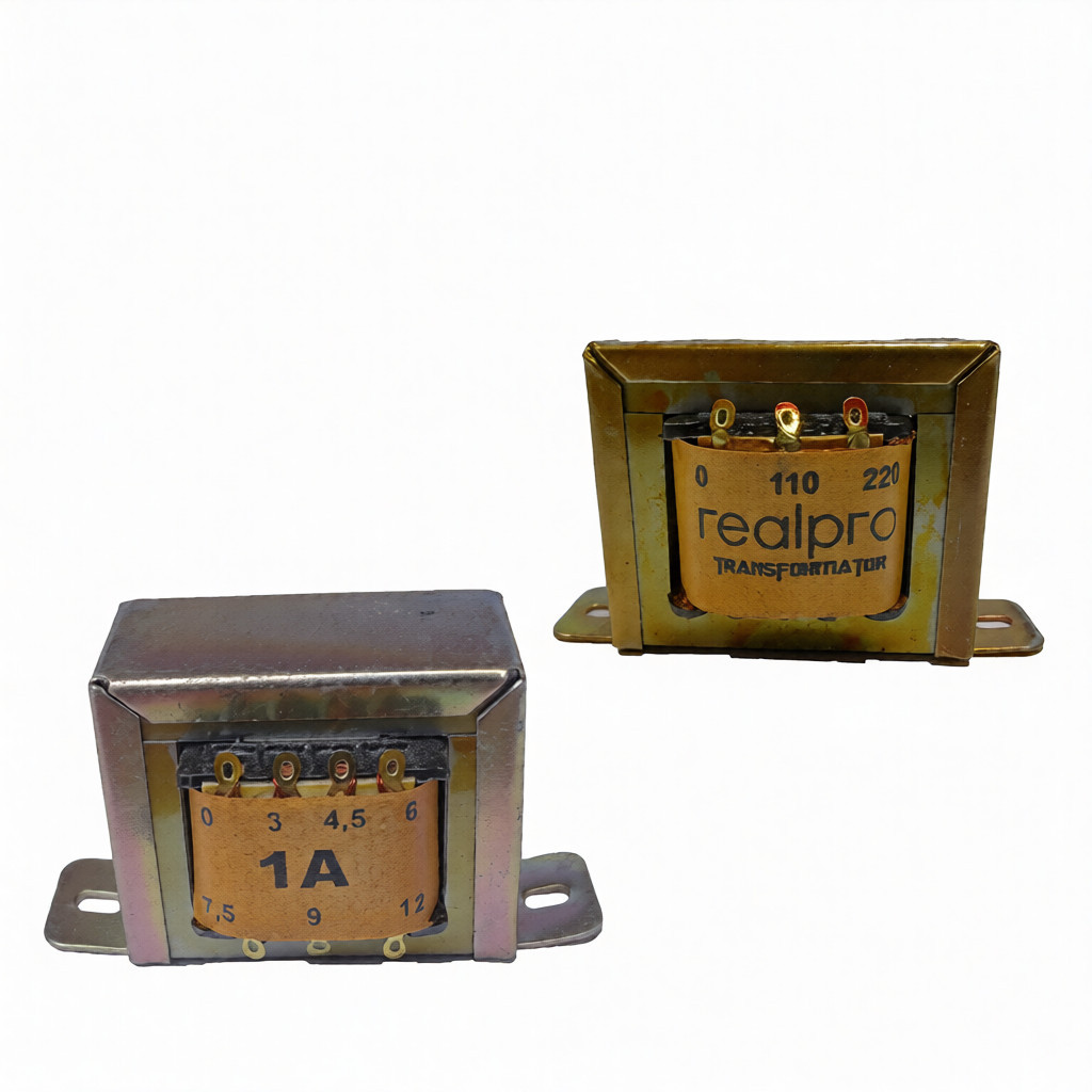 Trafo 1A ampere 0 - 12V non CT engkel Realpro Dimensi 8 cm x 5 cm x 4 cm