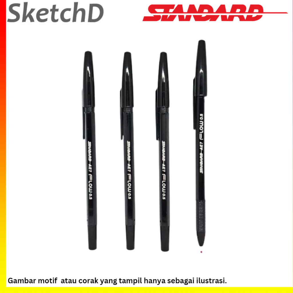 Pulpen AE7 Flow 0.5 bolpoin Standard Ballpoint Black AE 7 05 mm
