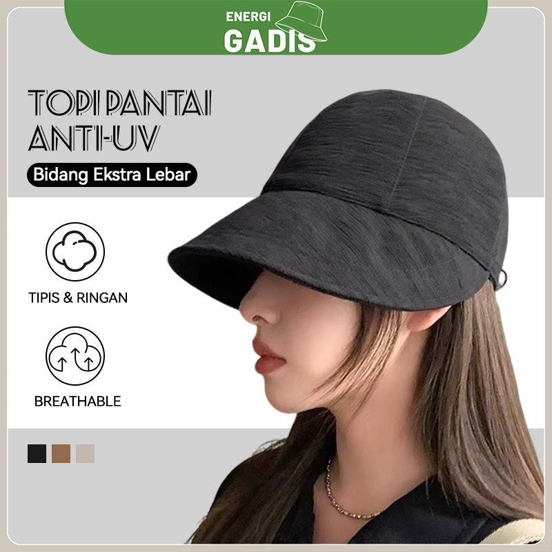 Topi Wanita korea style anti uv matahari topi pantai  olahraga lari topi vintage wanita keren Import