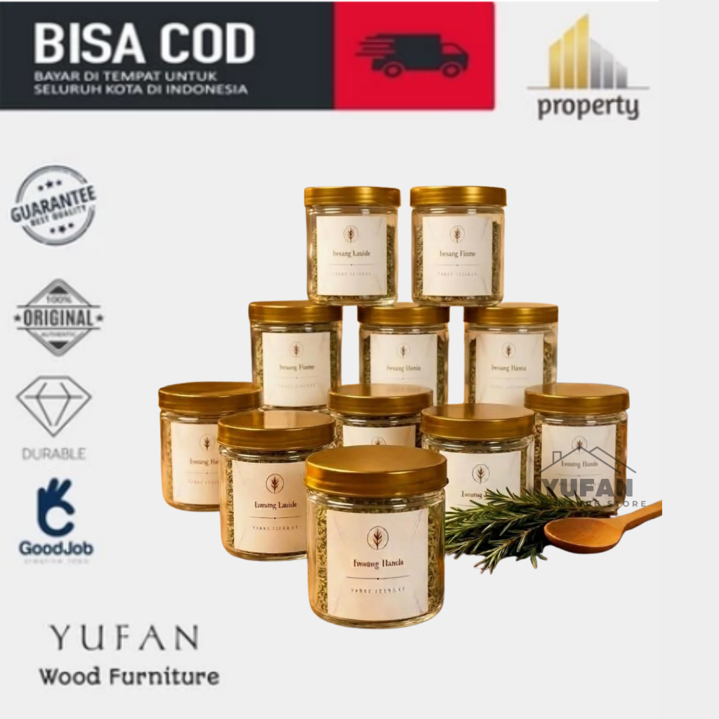 Toples Bumbu 600ml Free Stiker Toples Bumbu Tutup Emas Serbaguna Food Grade