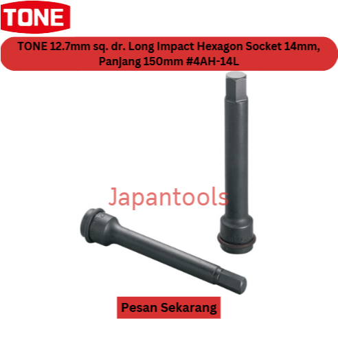 TONE 12.7mm sq. dr. Impact Long Hexagon Socket, 14mm across,  150mm #4AH-14L