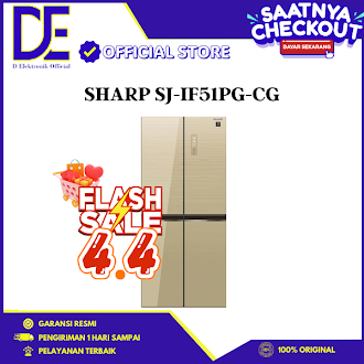 SJ-IF51PG-CG  SHARP kulkas Side By Side 4 Pintu 472 Liter Inverter SJ-IF51PG-CG Sharp Kulkas Side By