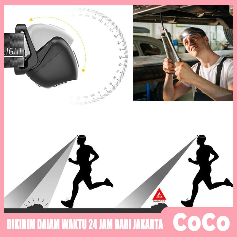 Headlamp Outdoor Waterproof USB Senter Kepala Led Anti Air Super Terang