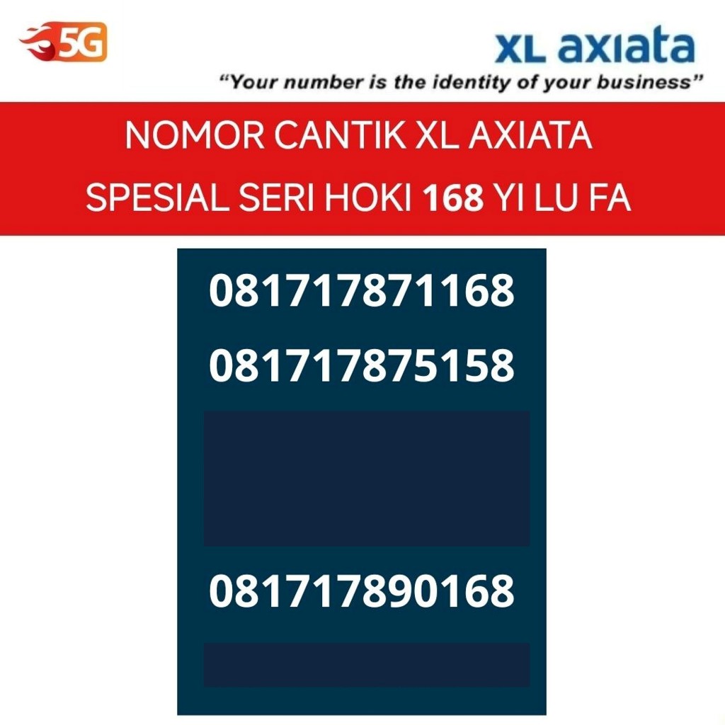 nomer cantik hoki XL kartu perdana yi lu fa 168 nomor cantik pilihan
