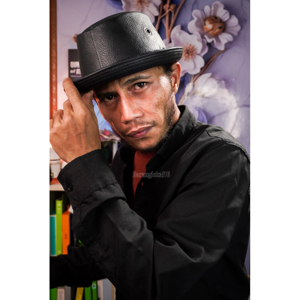 Topi Fedora Tompi Kulit Asli/Fedora