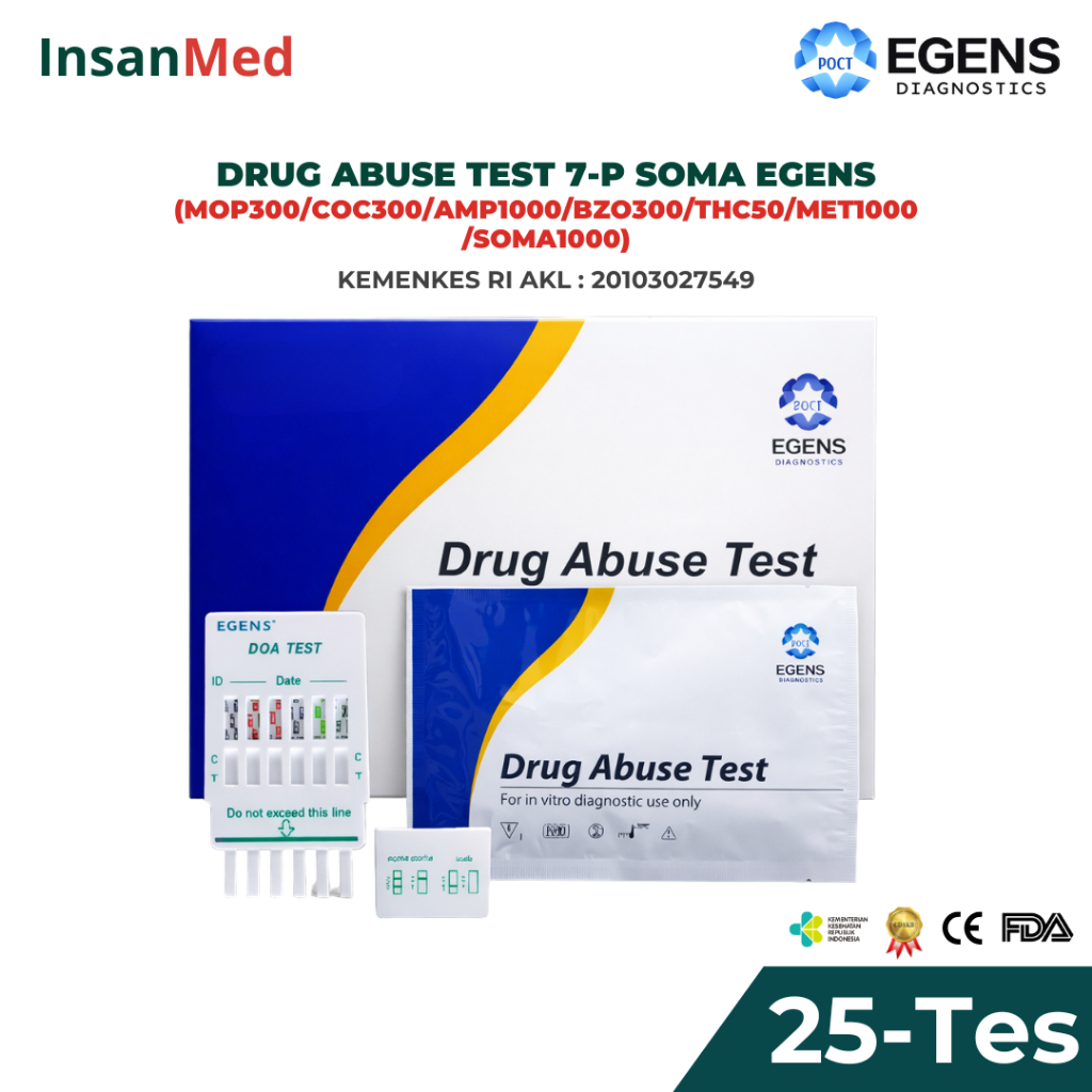 Egens Multi Drug Test 7 Parameter SOMA – Tes Narkoba Urine Standar BNN Isi 25