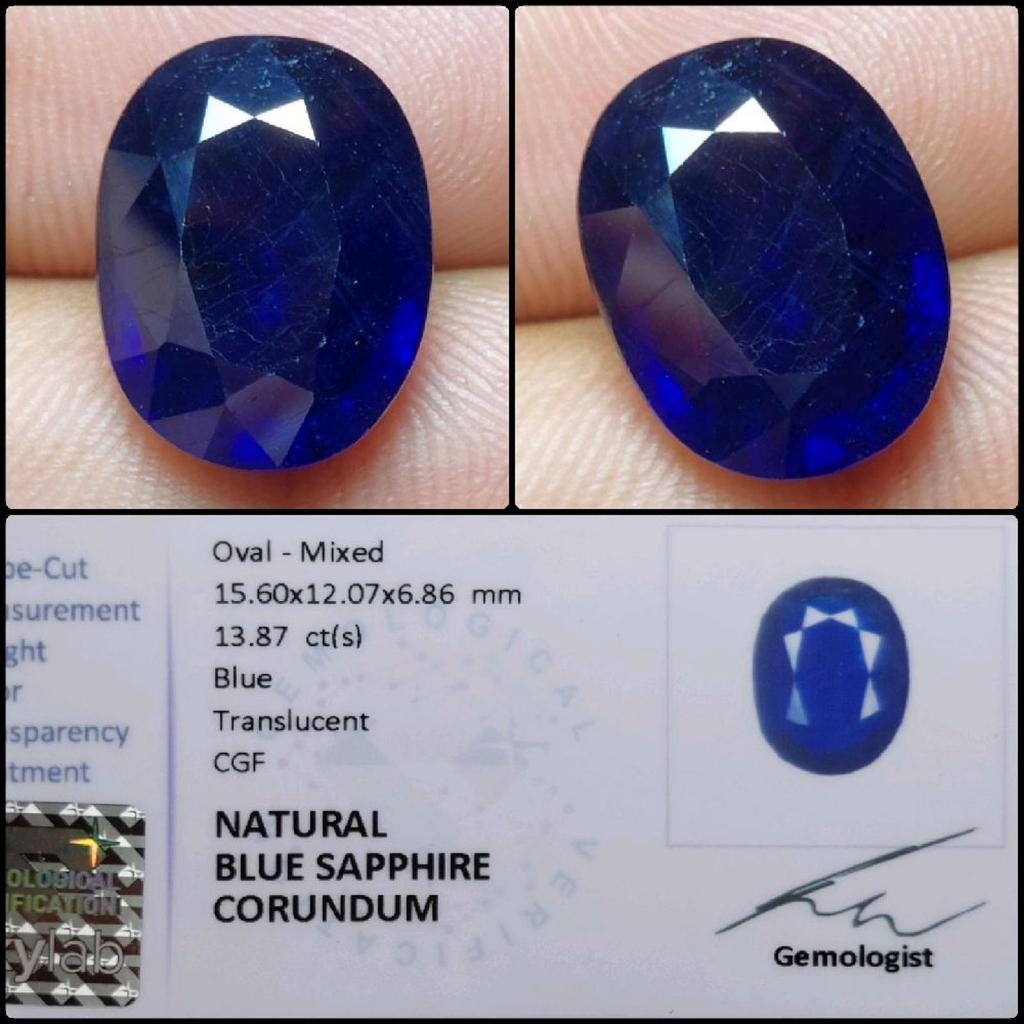 Natural Blue Sapphire Crystal Top Color Royal Gems Batu Permata Safir Biru Asli