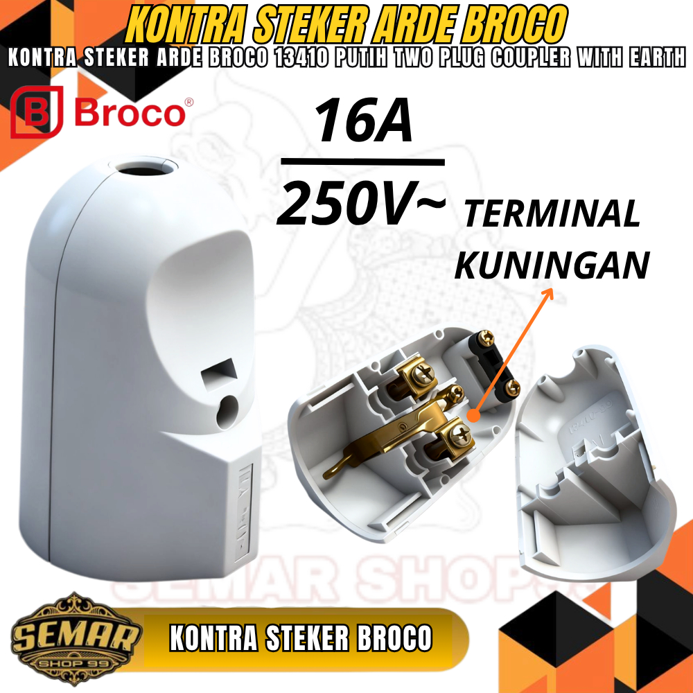 BROCO KONTRA STEKER ARDE COLOKAN KABEL LISTRIK BULAT PUTIH FEMALE PLUG/CONTRA ARDE BROCO/KONTRA ARDE