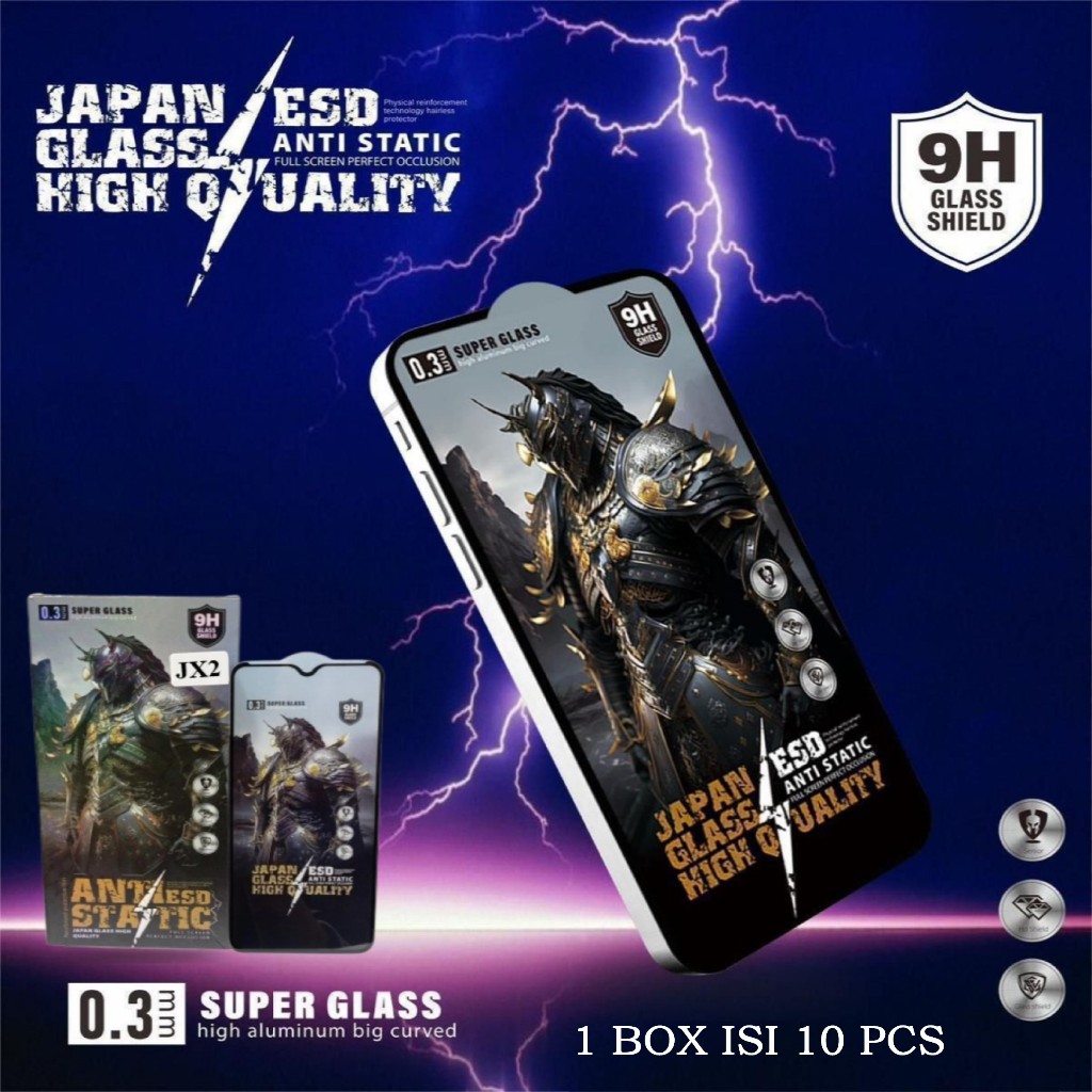 Tempered Glass Full Screen JX-2 Universal Anti Static 0.3mm ESD Japan High Quality 1BOX 10PCS
