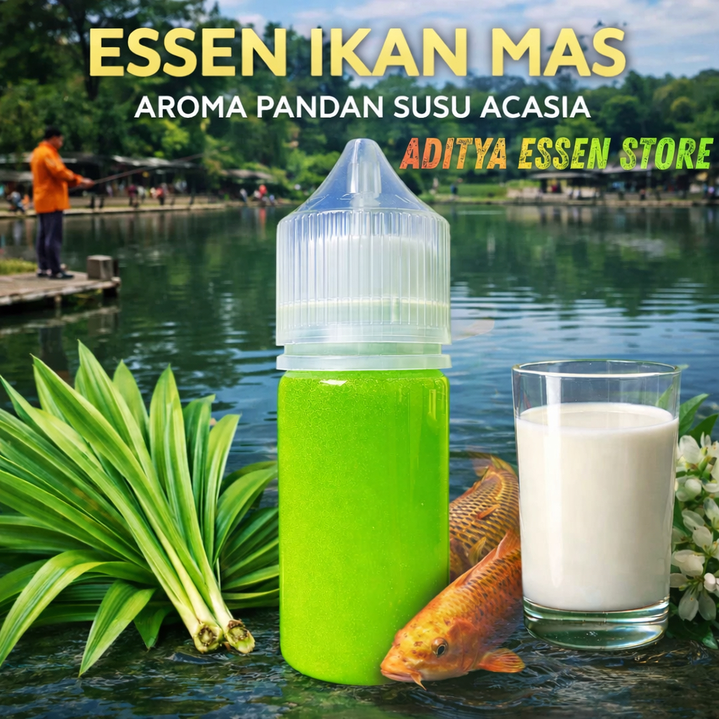 Essen Aroma Pandan Susu Acasia Khusus Ikan Mas Paling Gacor , Essen Ikan Mas Babon Rame Paling Ampuh