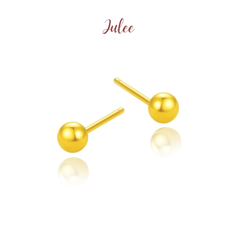 JULEE [18K/750 Emas ] Anting-anting Bulat Emas 18K | Perhiasan Emas Murni 18K 0.05g | Anting-anting 