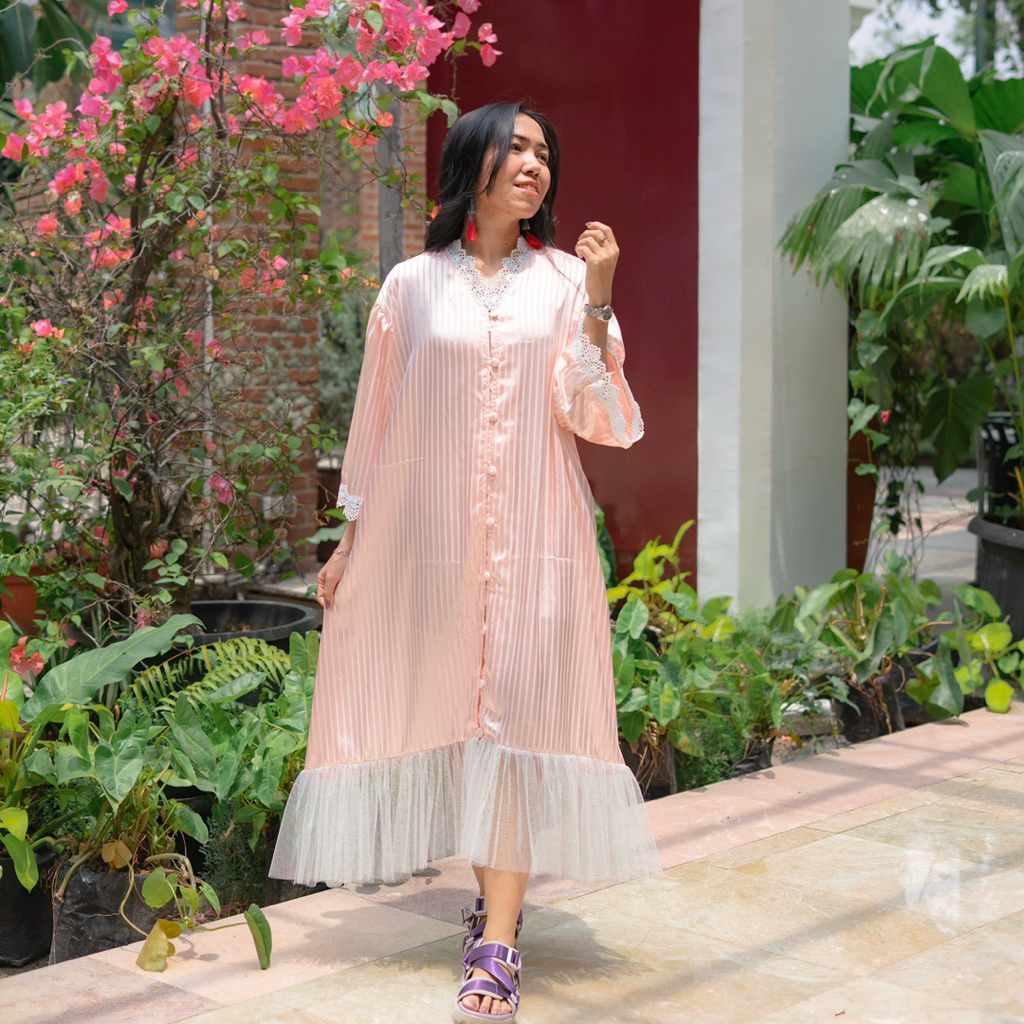 sonne original PO baju kurung melayu dan kaftan pink putih bw