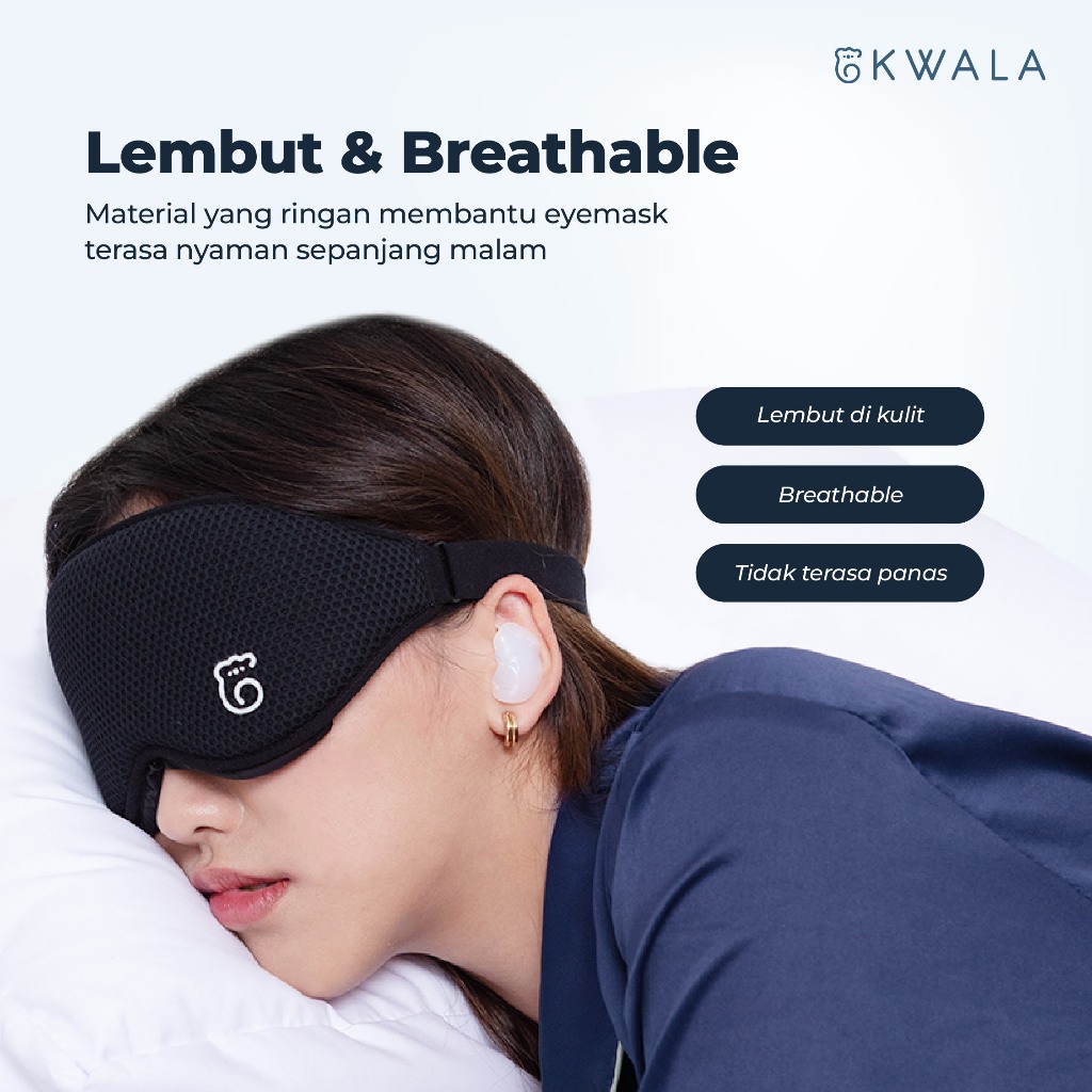 TERBARU KWALA NIGHT SERENE EYEMASK 100% GELAP & NYAMAN PENUTUP MATA TIDUR GELAP TOTAL SLEEPING MASK
