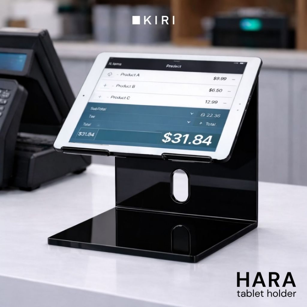 Holder Stand Tablet Kasir | Holder Bracket Ipad Toko | Standing Tablet Meja Kasir Akrilik