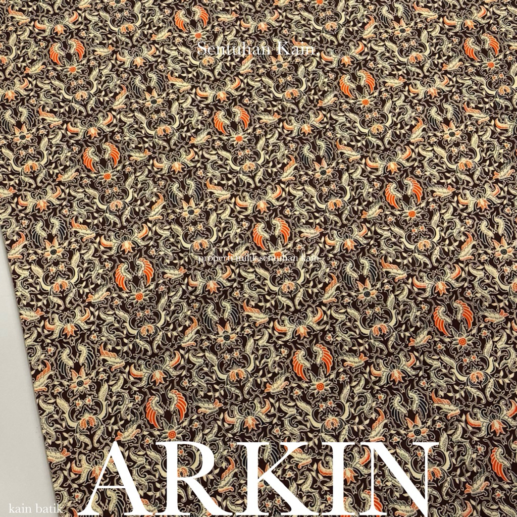 SENTUHAN KAIN - BAHAN KAIN BATIK POLYESTER ANTI LECEK COKLAT BATA ORANGE ARKIN
