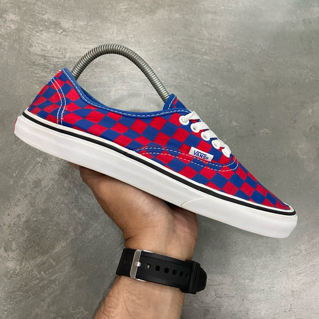 [Size 42] Vans Authentic Checkerboard Red Blue Second Original Kondisi Mulus Nominus. Harga Baru nya