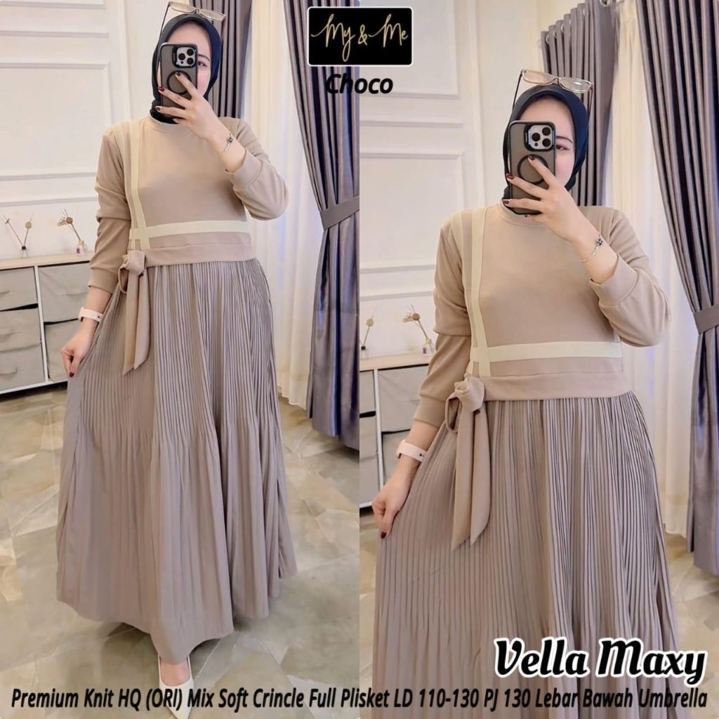 VELLA MAXY UMBRELLA DRESS MAT KNIT RAJUT IMPORT MIX PLISKET PREMIUM/GAMIS JUMBO CASUAL LD 130 CM FIT