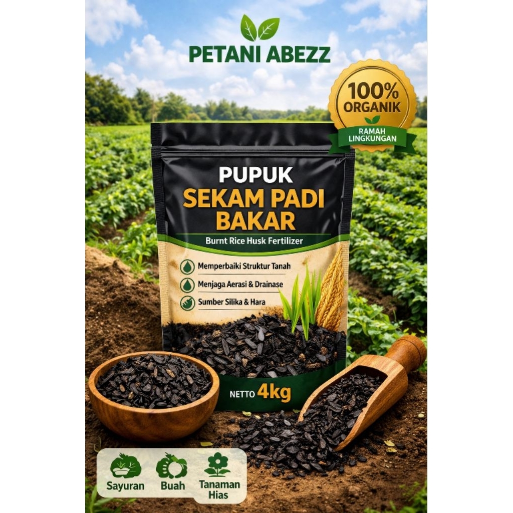 Sekam Padi Bakar 4Kg / Sekam Padi Bakar Super Halus Media Tanam Sayur & Tanaman Hias – 100% Organik