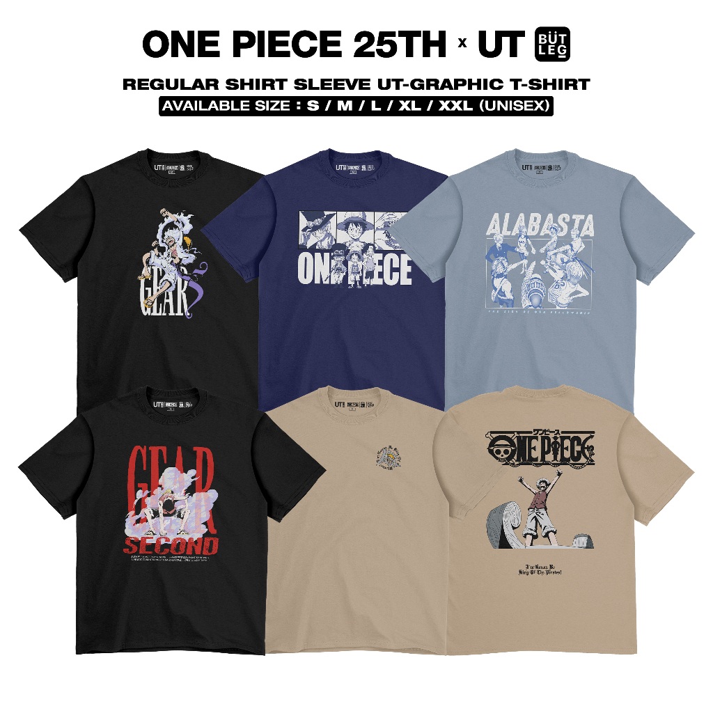 Kaos UNIQ-L One Piece 25TH Anniversary Anime T-Shirt Pria Wanita Cotton Combed 24s 20s 16s Premium S