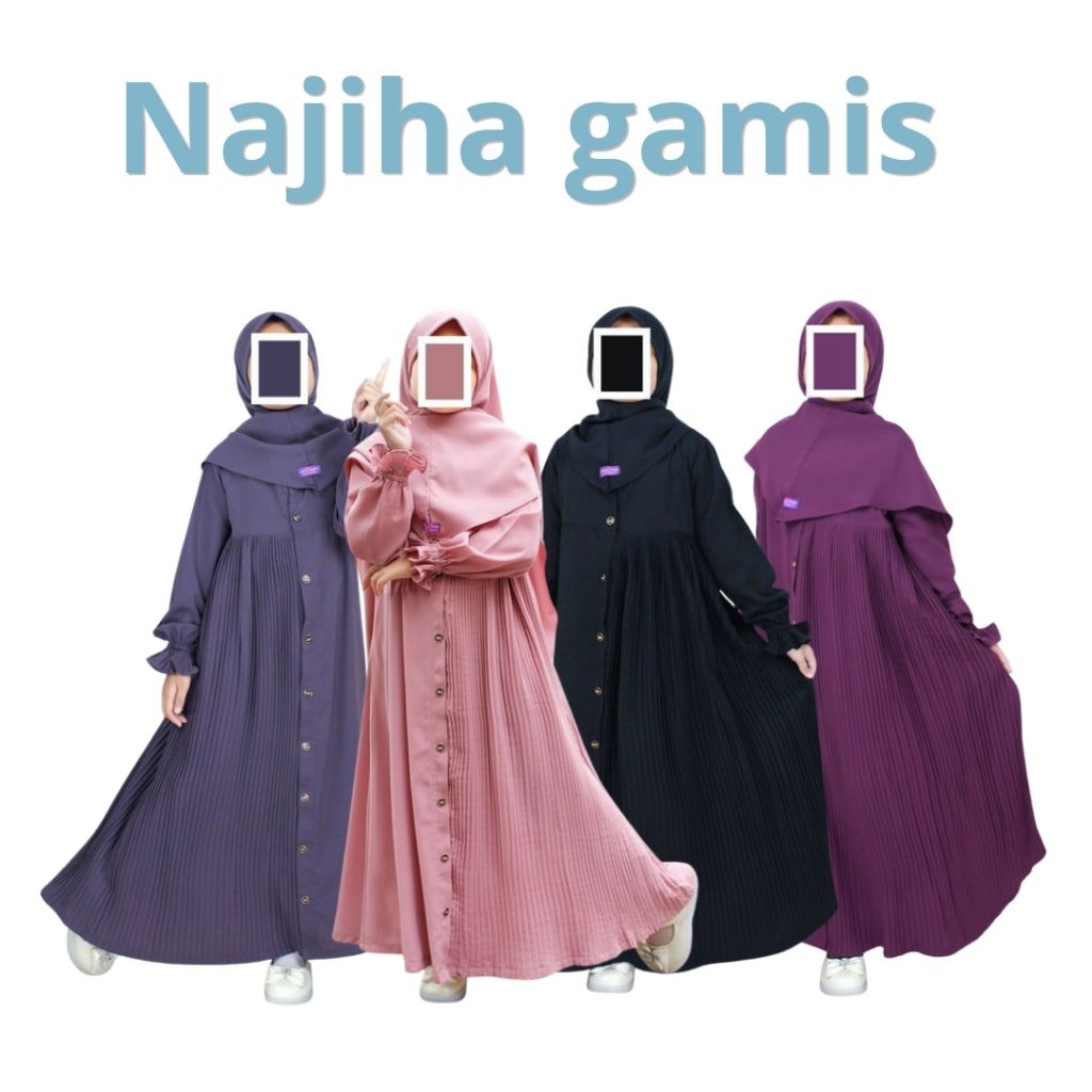 shafiyakids - najiha gamis anak bahan wolfis forzaleta ori