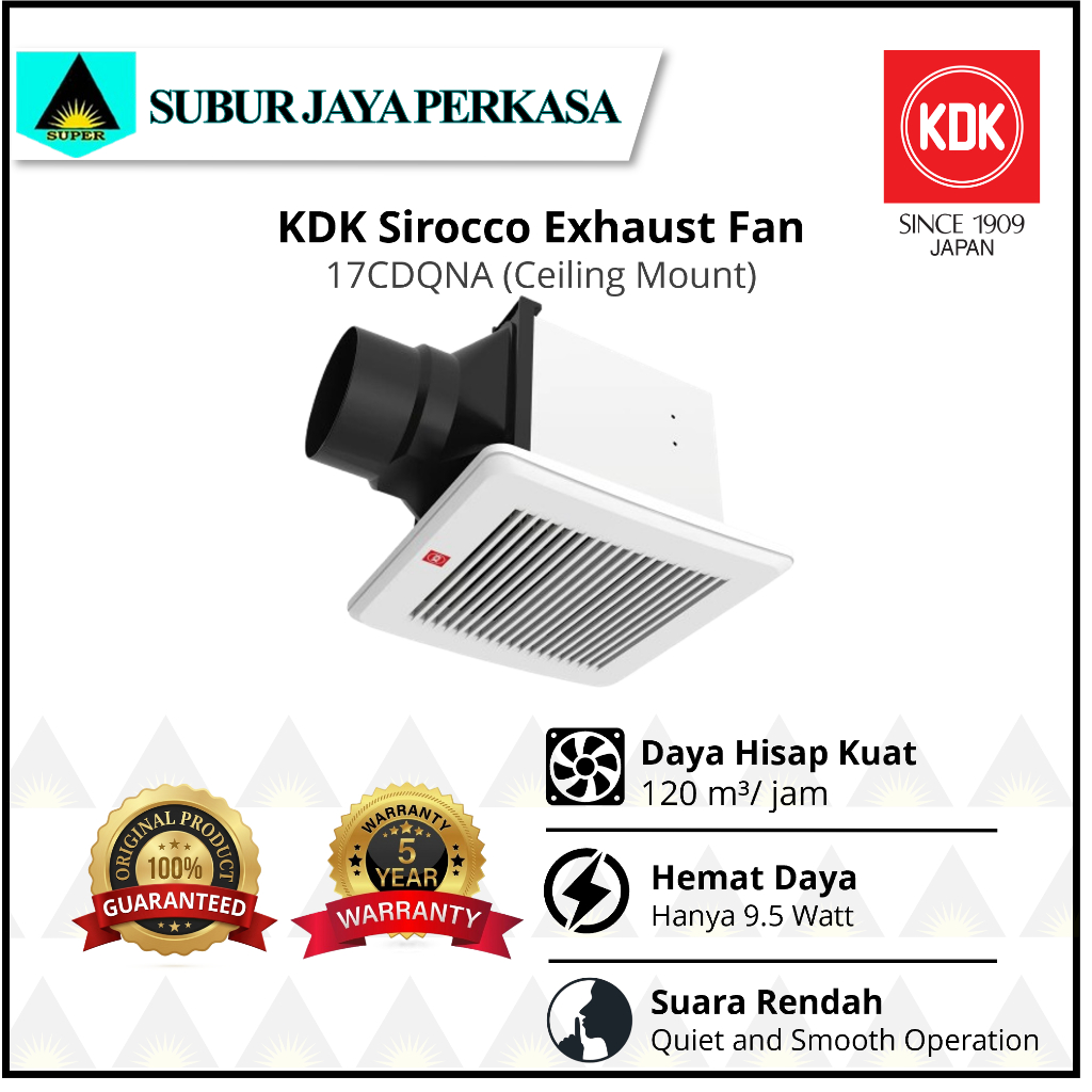 KDK 17CDQNA Exhaust Fan Plafon Ceiling Sirocco Ducting