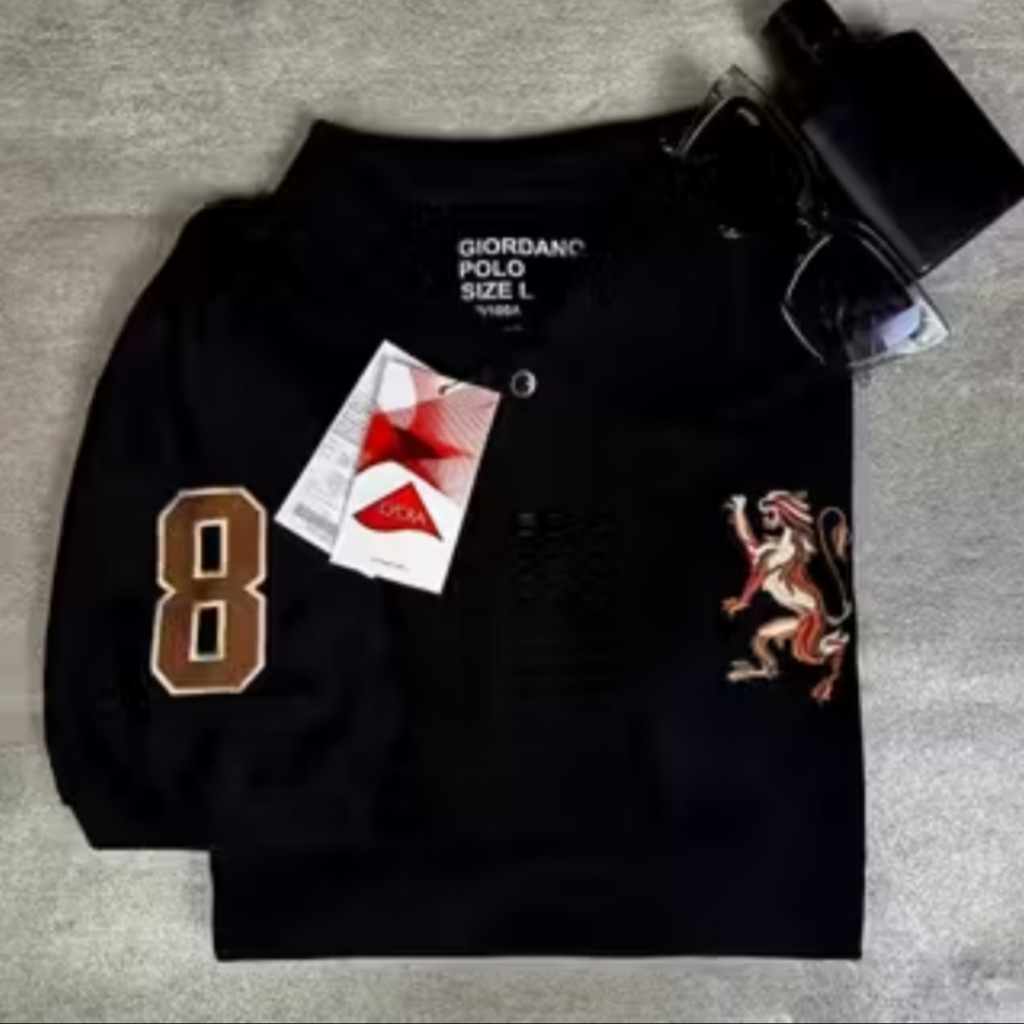 Polo Shirt Pria Giordano 3D Lion Putih - Adem, Nyaman, Jahitan Rapi