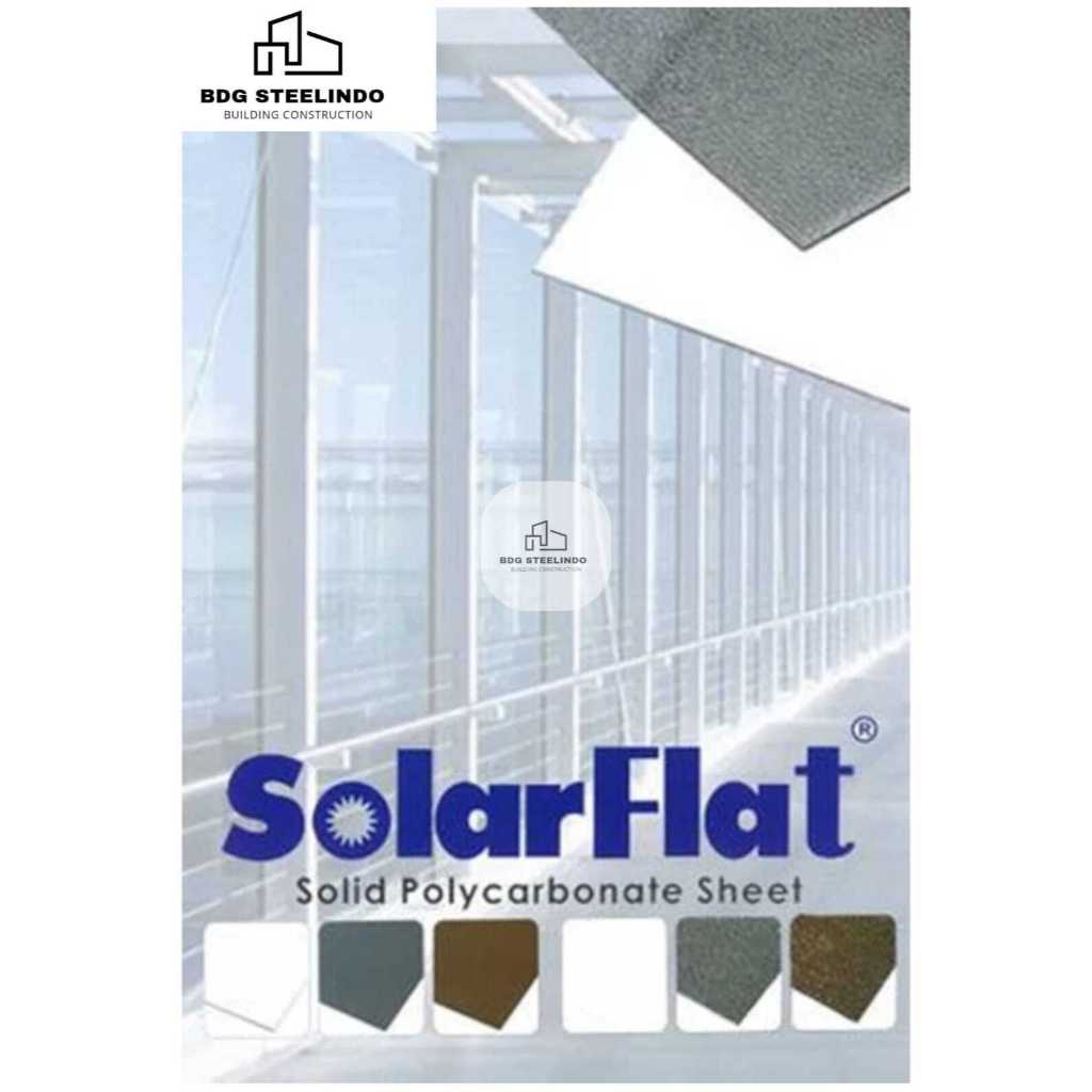 SOLARFLAT plain clear 1.2mm / Atap polycarbornate solid / SOLAR FLAT Solartuff 1.2 mm Bandung