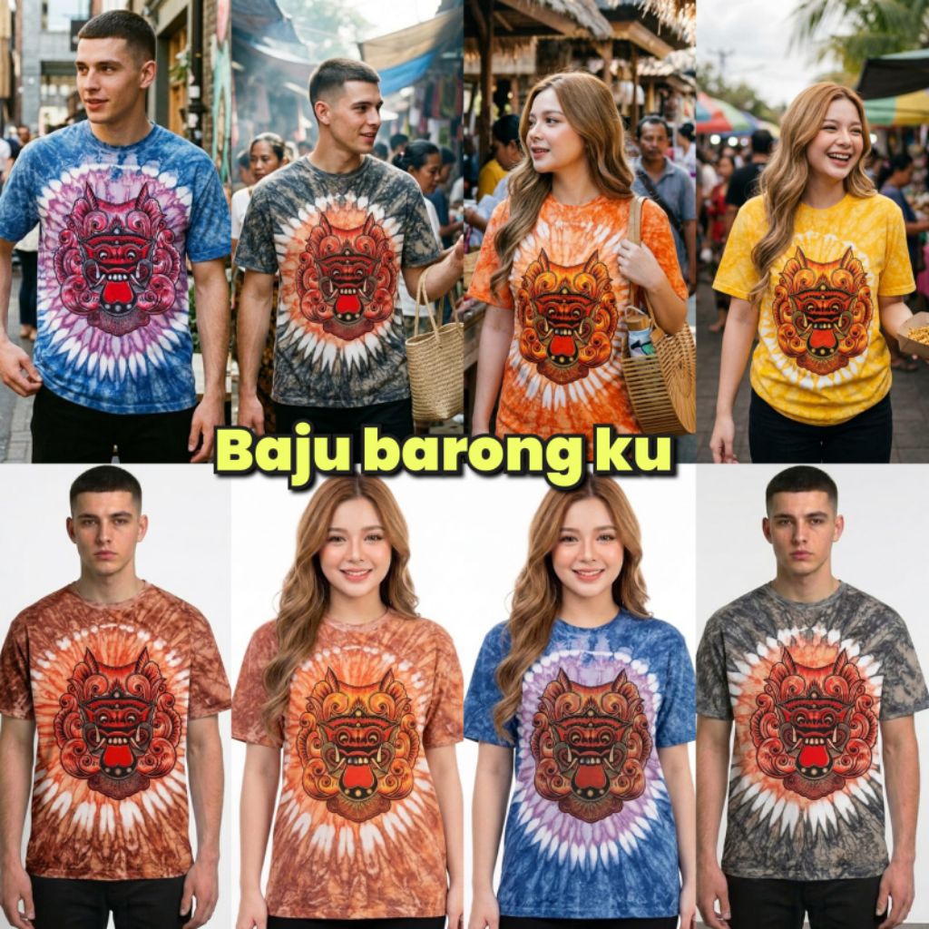 Kaos Barong Dewasa Pria Wanita Atasan Kaos Barong Abstrak Bahan Katun Tebal Kaos Bali Unisex