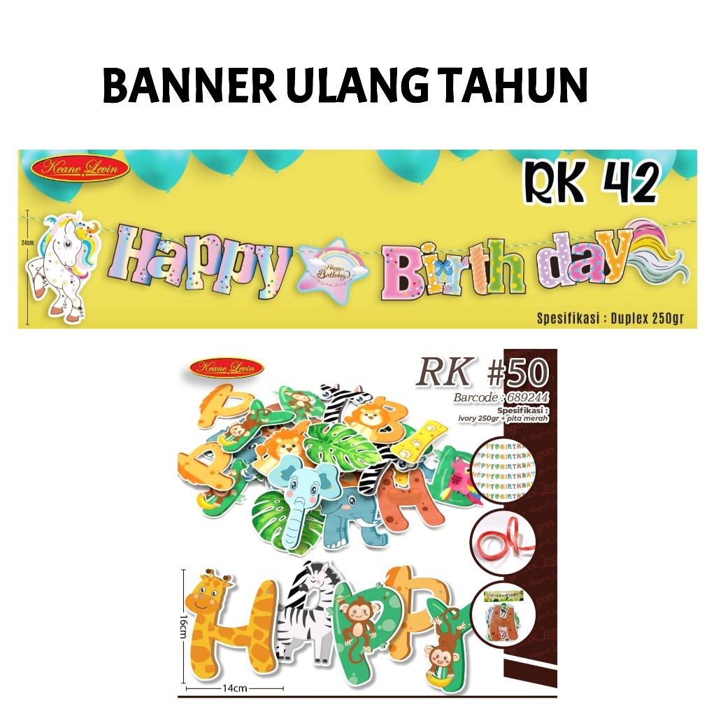 Banner Ulang Tahun Anak Dekorasi Backdrop Pesta Lucu Ultah Laki Laki Cowok Perempuan Cewek