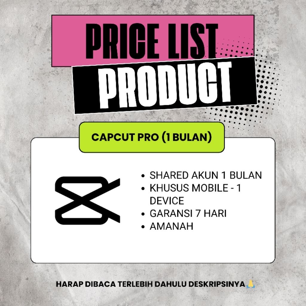 Template Capcut Pro 1 Bulan | Garansi 7 Hari