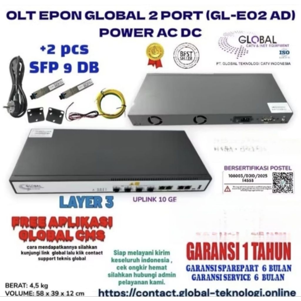 OLT GPON GLOBAL 2 PORT (GL-G02-AD)