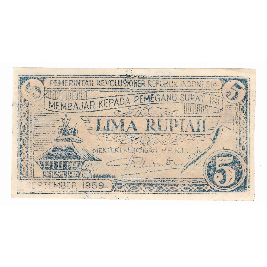 Uang Kuno Permesta PRRI 5 Rupiah Original Murah