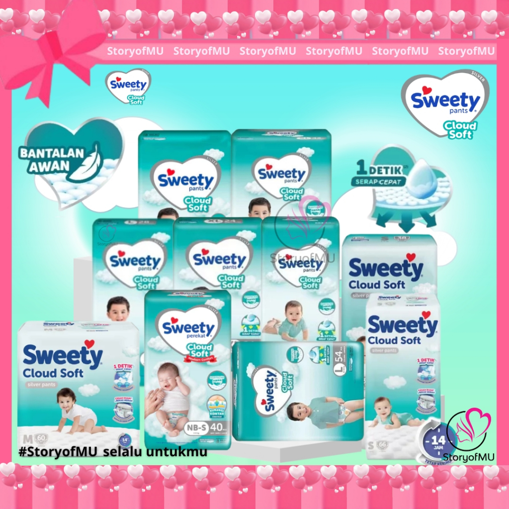 StoryofMU  SWEETY Cloud soft Silver Pants Popok Bayi  NBS40 S38 M32 L28 L54 XL24 XL42 XXL22 S66 M60