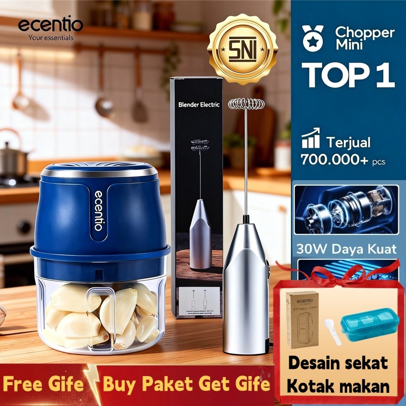 ecentio mini blender bumbu dapur 250ml- coper daging dan bumbu blender,Chopper Mini 6 pisau